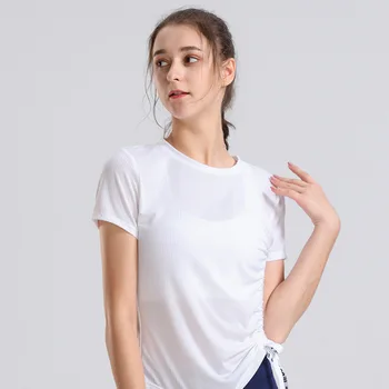 Vasaros jogos drabužių moterų atsitiktinis lieknėjimo jogos trumparankoviai greitai-džiovinimo didmeninė T-shirts gray22