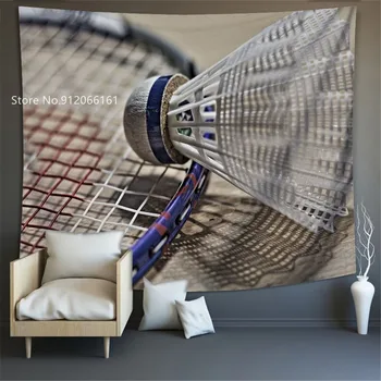 Badmintono Gobelenai 3D Spausdinimo Populiarus Garsaus Sporto Gobelenai Namų Tekstilės Sienos Kabo Už Kambarį Miegamojo Sienos Kilimas Nuotrauka 2