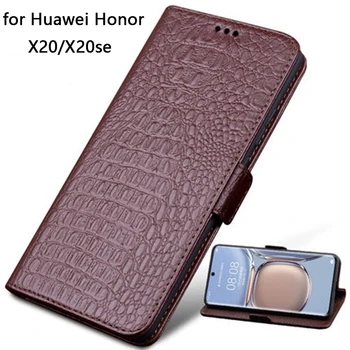 Piniginės Atveju Huawei Honor X20 viršutinis sluoksnis Karvė natūralios Odos Padengti Krepšys Huawei Honor X20se x20 se funda odos apversti coque