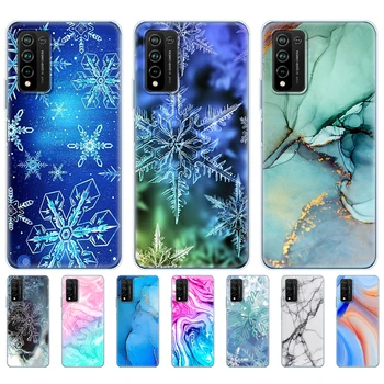 Už Garbę 10X Lite Atveju Silicio TPU Minkštas Galinį Telefono Dangtelį Huawei Honor 10X Lite Bamperis marmuro snow flake žiemos kalėdų Nuotrauka 2
