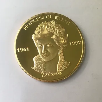 2 vnt Atminties Diana 1961 m.~1997 m. princesė Anglijos paskutinis rose 24K Nekilnojamojo aukso spalvos 40 mm, suvenyrų dekoravimas monetos