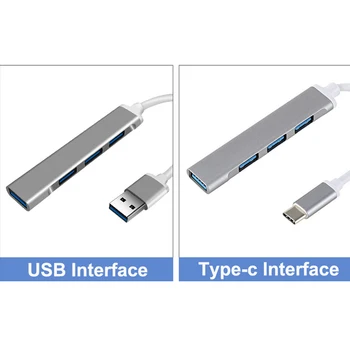 Tipas-C su USB 3.0/2.0 Adapteris, Splitter 4 Prievadų USB Šakotuvai Kabelio Didelės Spartos Perskaičiavimo Kompiuterio, Nešiojamojo kompiuterio 