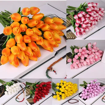 10vnt Dirbtinės Tulpės Netikrą Gėlės Ryškus Mini Tulpių Flores Fleur Artificiales Namų Puokštės, Vestuvių Dekoravimas Pigūs Gėlių