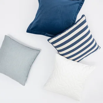 Šviesos prabanga vientisos spalvos mesti pagalvėlė padengti mėlyna balta thicked pagalvę padengti dryžuotas užvalkalas office automobilio dugno juosmens užvalkalas