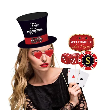 Kortų Pokerio Žaidimas Magas Sveiki atvykę Į Las Vegas Temą LAIMINGAS GIMTADIENIO Apdailos Photobooth Rekvizitai Foto Prop Rinkinys Nuotrauka 2