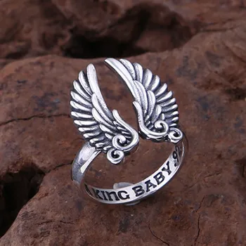 2021 Naujas 100% S925 gryno sidabro priedai Tailando sidabro angelas sparnų žiedas moterų mados paprastas tendencija asmenybės moters žiedas Nuotrauka 2