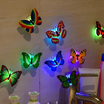 Kūrybos Modeliavimas spalvotu LED Drugelis Naktį Šviesos Pasta drugelis sienos lipdukas, Baras, restoranas miegamasis