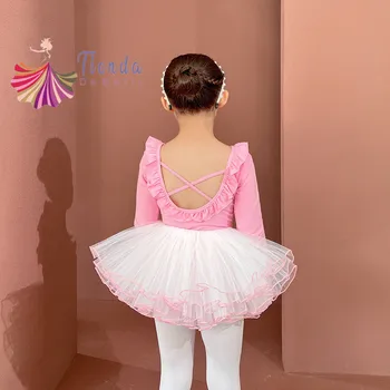 Baleto Triko Mergaitės Balerinos Tutu Sukneles Sijonas Pynimas Rankovės Princesė Kostiumas Gimnastika Konkurencijos Mažai Gulbė