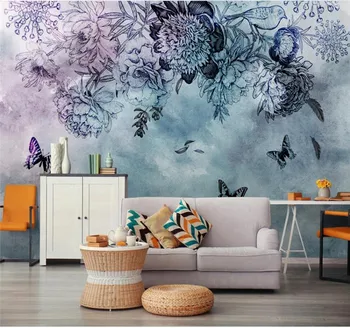 Individualizuotos fono paveikslėlį paprastas, abstraktus vertus, tapybos, akvarelės gėlių linija, TV foną, sienos aukštos kokybės atspari vandeniui medžiaga Nuotrauka 2