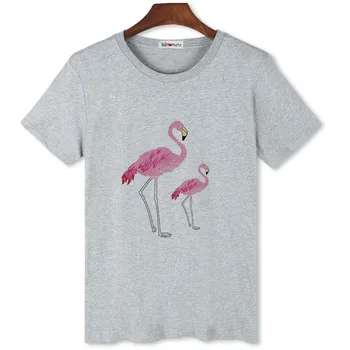 BGtomato pink Flamingo meno marškinėlius Klasikinės gyvūnų spausdinimo viršūnes elegent stiliaus atsitiktinis marškinėliai patogus minkštas vasaros marškinėliai