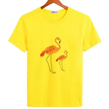 BGtomato pink Flamingo meno marškinėlius Klasikinės gyvūnų spausdinimo viršūnes elegent stiliaus atsitiktinis marškinėliai patogus minkštas vasaros marškinėliai Nuotrauka 2