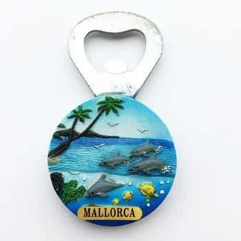 QIQIPP ispanų turistų suvenyrų Maljorka Delfinų butelio atidarytuvas šaldytuvas magnetinis lipdukas surinkimo dekoratyvinis vertus atidarytuvas