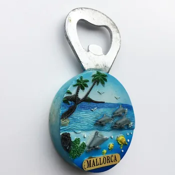 QIQIPP ispanų turistų suvenyrų Maljorka Delfinų butelio atidarytuvas šaldytuvas magnetinis lipdukas surinkimo dekoratyvinis vertus atidarytuvas Nuotrauka 2