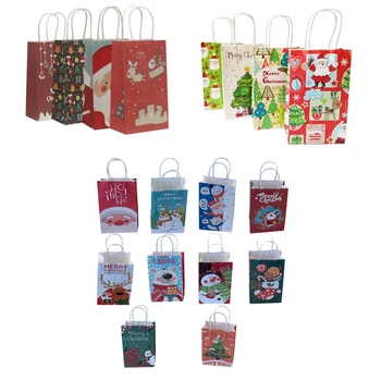 30Pcs 2021 naujas 27*21cm Kalėdų serija mielas popieriniai maišeliai su rankena Festivalis dovanų maišą pirkinių krepšiai