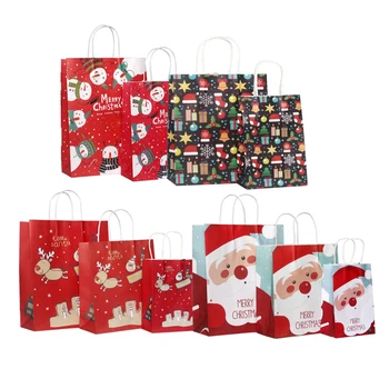 30Pcs 2021 naujas 27*21cm Kalėdų serija mielas popieriniai maišeliai su rankena Festivalis dovanų maišą pirkinių krepšiai Nuotrauka 2