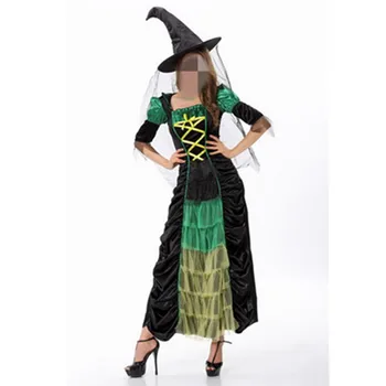 2016 Prabangos Šalies Ragana Žalia Kostiumai Helovinas Kilnus Maskuotis Klasikinio Ragana Cosplay Kostiumų Moterų Disfraces