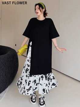 Kratinys Derliaus Spausdinimo Ilgos Suknelės Moterims Naujas Trumpas Rankovės Korėjos Mados Prarasti Atsitiktinis Vasaros Suknelė Elegantiškas Drabužius 2022