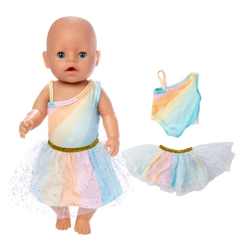 2019New Vaivorykštė atsitiktinis suknelė Lėlės Drabužiai Tinka 43cm baby Lėlės drabužiai atgimsta Lėlės Priedai