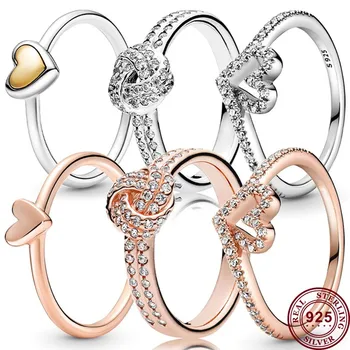Naujas 925 Sidabro Išskirtinį Ranka-dažytos Meilė Širdies Mazgas, Norinčių Kaulų Moterų Žiedas Vestuvių Dovana Aukštos Kokybės Mados Žavesio Papuošalai