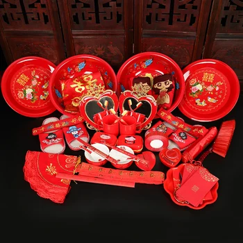 Raudona Vestuvių Dekoravimas Laimingas Vestuvių Kinų Stiliaus 