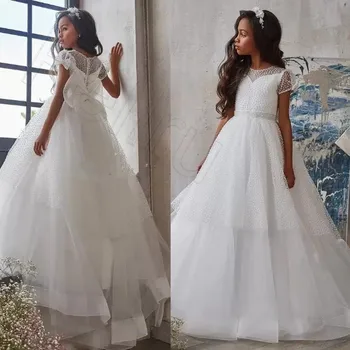 Taškai Užsakymą Nuostabiu Gėlių Mergaitės Suknelė 2022 Reljefiniai-Line Jaunimo Gimtadienio Suknelė Vaikas Pirmosios Komunijos Suknelė Krikštynos