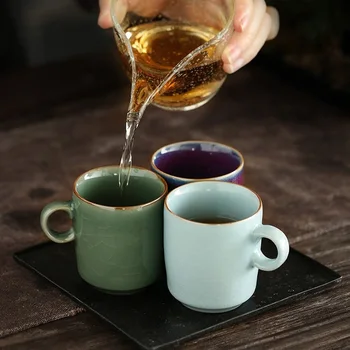 CHANSHOVA 120ml skersmens Tradicinės Kinų Stiliaus Crackle Krosnies keitimas Keramikos arbatos puodelio mažas kavos puodelis Puodelis Kinija Ru Krosnies Porceliano H049 Nuotrauka 2