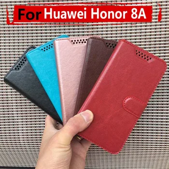 Apversti Piniginės Knyga, Telefono dėklas PU Odos dangą Ant Huawei Honor 8A 8 JAT-AL00 6.09 colių Odinis Prabanga Su Magnetu Piniginės Atveju