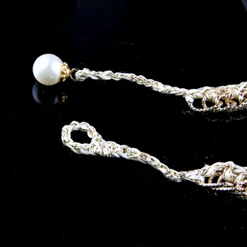 Prabanga Moterų Perlų, Aukso Megzti Karoliai Elegantiškas Vestuvių Pokylių, Vestuvių Choker Kaklo Grandines Papuošalai Aksesuaras Dovanos Nuotrauka 2