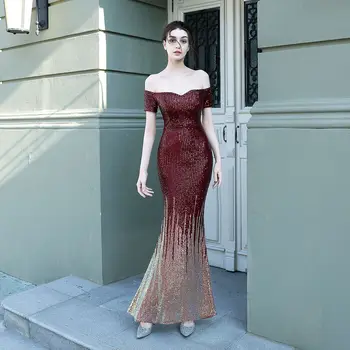Elegantiškas Off Peties Zawalcowany China Vakarinę Suknelę Moteris Prom Šalies Undinė Maxi Suknelė Prom Dresses Kelių Spalvų
