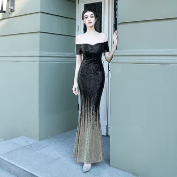 Elegantiškas Off Peties Zawalcowany China Vakarinę Suknelę Moteris Prom Šalies Undinė Maxi Suknelė Prom Dresses Kelių Spalvų Nuotrauka 2