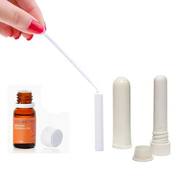 50 rinkiniai/daug balta aromaterapija Plastiko PP nosies inhaliatoriai su aukštos kokybės medvilnės dagtis kelionės Nuotrauka 2