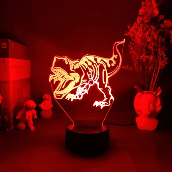 Dinozaurai 3D Naktį Šviesos Spalvinga Ryškių Tyrannosaurus Nuotolinio Valdymo Gyvūnų LED Lentelės, Stalo Lempos Namų Dekoro Vaikams Gimtadienio Dovana Nuotrauka 2