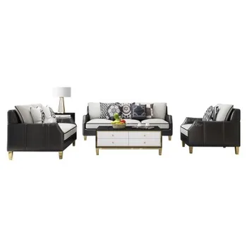Šiuolaikinės paprasta mados, stiliaus PU odos, metalo, kietos medinės sofa-lova, trys sėdimos vietos, patogūs baldai už kambarį