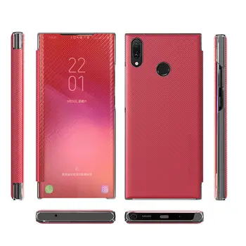 Telefoną Atveju Huawei Y9 2019 Veidrodis Aiškiai Matyti, Flip Dangtelis Smart Stovėti Visiškai Atsparus Smūgiams Apsauginis Gaubtas Huawei Mėgautis Plus 9 Nuotrauka 2