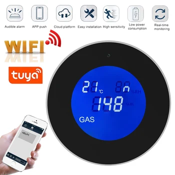 LCD ekranas Tuya WiFi DUJŲ (SND Nuotėkio Jutiklis, signalizacija Gaisro Saugumo detektorius APP Kontrolės namuose Saugos smart Temperatūros stebėjimas