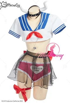 Seksualus apatinis Trikotažas Nustatyti Velnio Kostiumas Sailor Dviejų dalių Sailor Komplektai su Permatomas Sijonas ir Atgal Bowknot