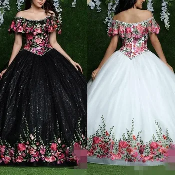 2022 Siuvinėjimo Quinceanera Suknelės nuo Peties Užsakymą Kamuolys Suknelė Prom Dresses ypatinga Proga Šalis Nešioti