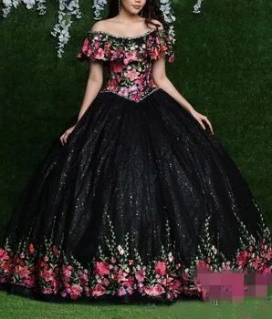 2022 Siuvinėjimo Quinceanera Suknelės nuo Peties Užsakymą Kamuolys Suknelė Prom Dresses ypatinga Proga Šalis Nešioti Nuotrauka 2