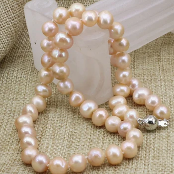 Balta oranžinė 8-9mm natūralūs gėlo vandens dirbtiniu būdu išaugintų perlų nearround karoliukai, karoliai, moterų papuošalai, dovanos choker grandinės 18inch B3231 Nuotrauka 2