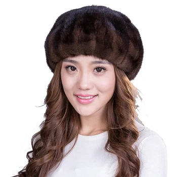 juodos spalvos kavos spalvos Audinės kailio kepurę mink beretė šilta kepurė žiemai moterims ir lady prabangių skrybėlių nemokamas pristatymas