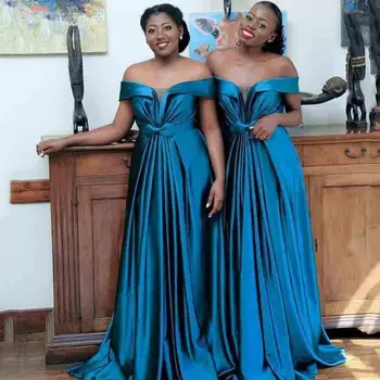 2022 Afrikos Bridesmaid Dresses Ilgi nuo Peties Oficialų Plius Dydis Vestuvių Šalis Suknelė Lankas Klostes Tarnaitė Garbę Chalatai