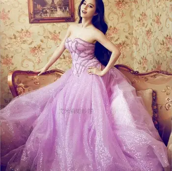 vestido de debutante kristalų 2016 nuotaka šviesiai violetinė ilgai maskuotis kamuolys chalatai Quinceanera suknelės 15 metų nemokamas pristatymas Nuotrauka 2