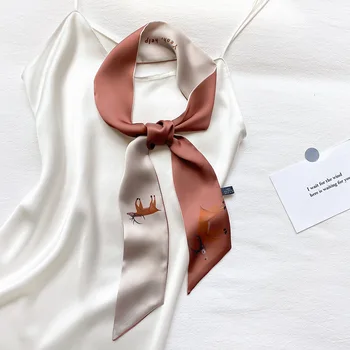 KOI ŠOKINĖJIMAS Gyvūnų modelio nauja korėjos stiliaus plonos ir siauros šilko šalikas moteriška mada daugiafunkcinis kaklaraištis maišelį lankelis
