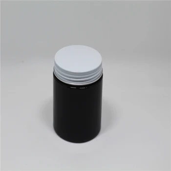 6ps/daug 200g Juodos spalvos Plastiko konteinerį Grietinėlės Indelį,tuščias Kosmetikos pakuotės pakartotinai su aliuminio metaliniais dangteliais spausdinimui logotipą