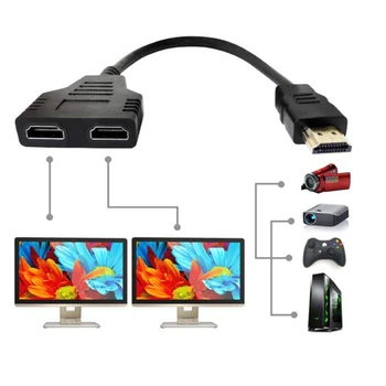 1 2 HDMI suderinamus Adapterio Kabelis 1-2 Iš Skirstytuvo Daliklis Revoliucijos Dukart Moterų HDMI Konverteris High-definition Nuotrauka 2