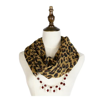 Pavasario Leopard Šalikas Pakabukas Karoliai, Papuošalai Šifono Hijab Mados Bandana Mujer Priedai