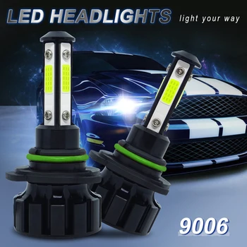 V5 4-pusių 9006 automobilių Žibintų Lemputės yra universalus LED šviesos gavimas pagaminti iš Aukščiausios klasės COB (chip kit, Hi Low 6000K Šviesos Super Šviesus