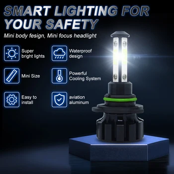 V5 4-pusių 9006 automobilių Žibintų Lemputės yra universalus LED šviesos gavimas pagaminti iš Aukščiausios klasės COB (chip kit, Hi Low 6000K Šviesos Super Šviesus Nuotrauka 2