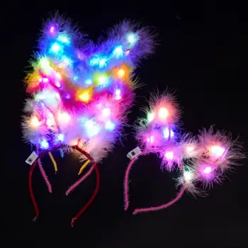 LED Katytė Ausies Mielas Lankelis Merginos Kalėdų Dekoracijos Plaukų Aksesuarai Nuotrauka 2