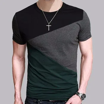 B1666-Vasaros nauji vyriški marškinėliai kieto spalvų slim tendencija atsitiktinis trumparankoviai mados